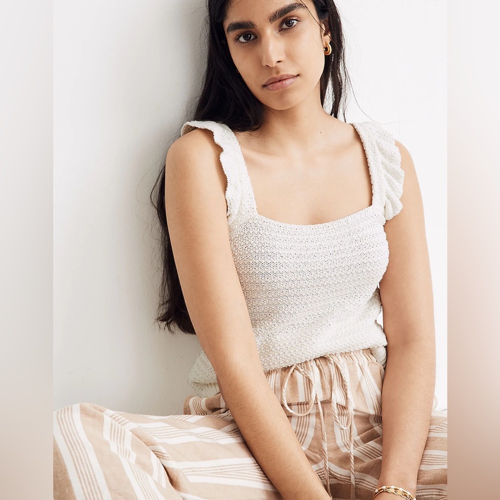 Madewell White Textured Tank Top